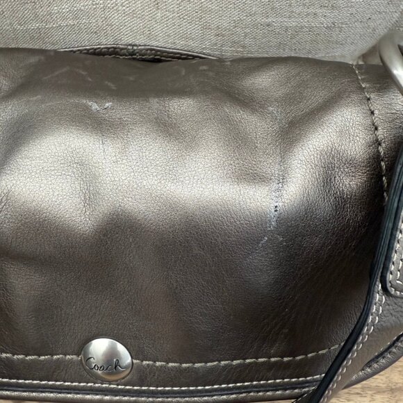 Coach Vintage Soho Metallic Pleated Shoulder Bag Bronze Metallic Grey - Picture 7 of 11